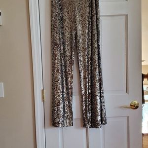 High-waisted sequin pants